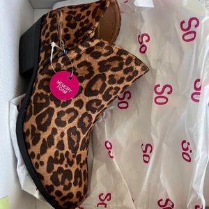Leopard print booties with memory foam